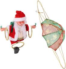ADORNO NAVIDEÑO DE PAPÁ NOEL CON PARACAIDAS Y MUSICA