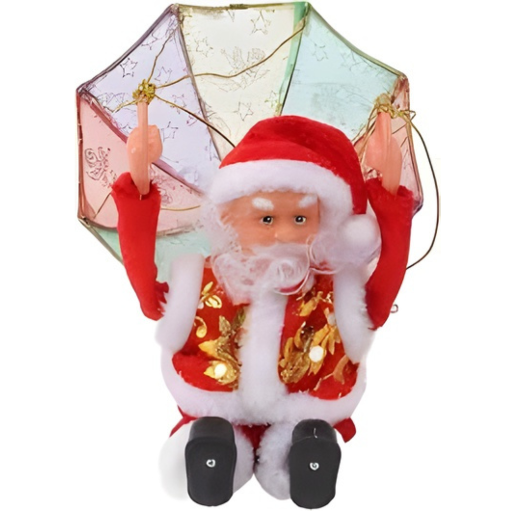 ADORNO NAVIDEÑO DE PAPÁ NOEL CON PARACAIDAS Y MUSICA