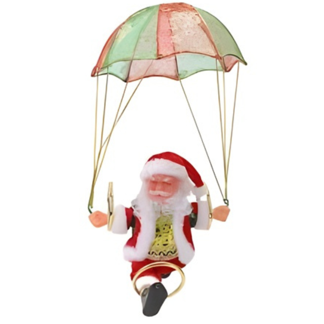 ADORNO NAVIDEÑO DE PAPÁ NOEL CON PARACAIDAS Y MUSICA