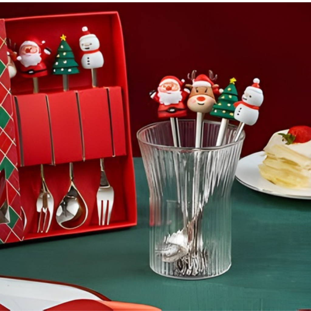 COMBO CAMINO DE MESA CON CUBIERTOS NAVIDEÑOS