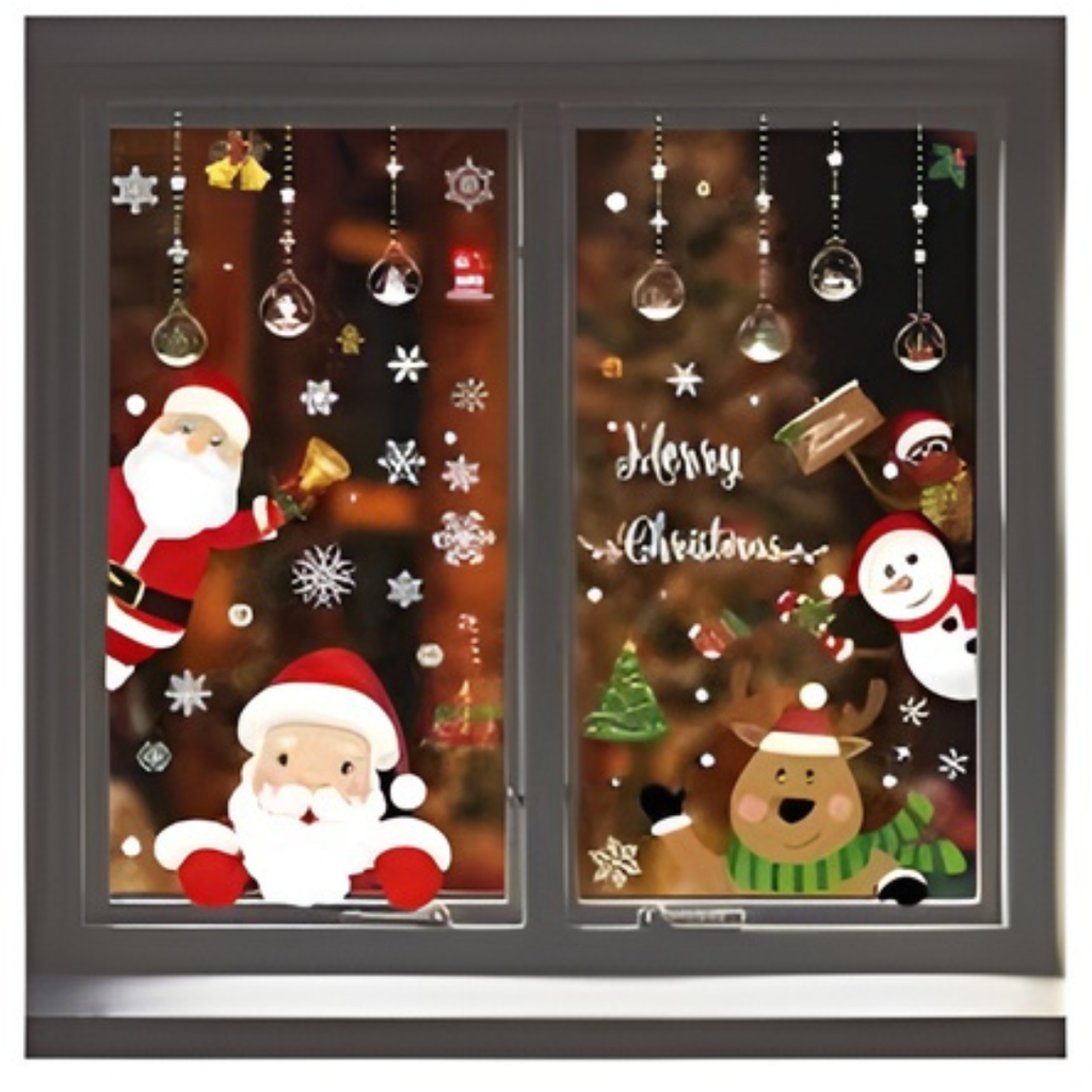 COMBO DE PEGATINAS NAVIDEÑAS CON CORTINA PARA LA SALA