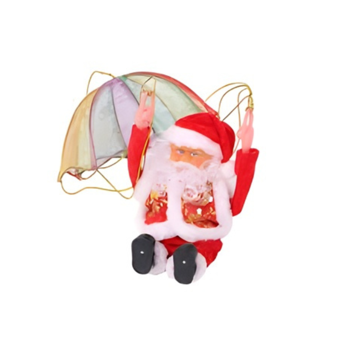 ADORNO NAVIDEÑO DE PAPÁ NOEL CON PARACAIDAS Y MUSICA