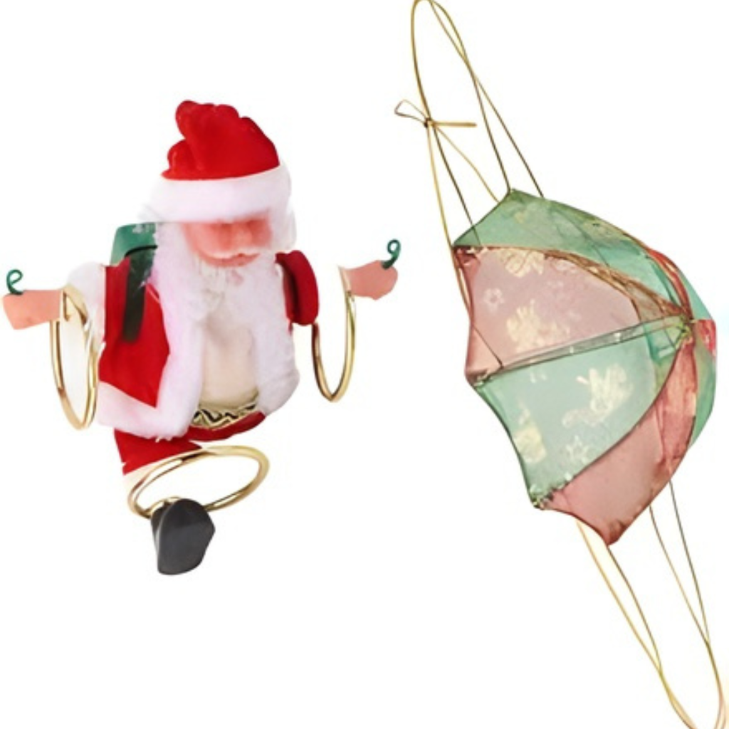 ADORNO NAVIDEÑO DE PAPÁ NOEL CON PARACAIDAS Y MUSICA
