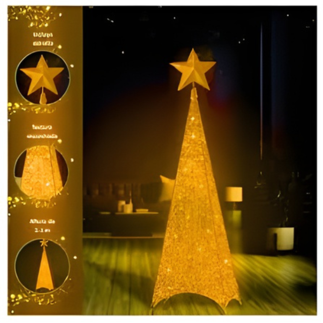 ÁRBOL NAVIDEÑO PIRAMIDAL DE 4 LADOS CON LUCES