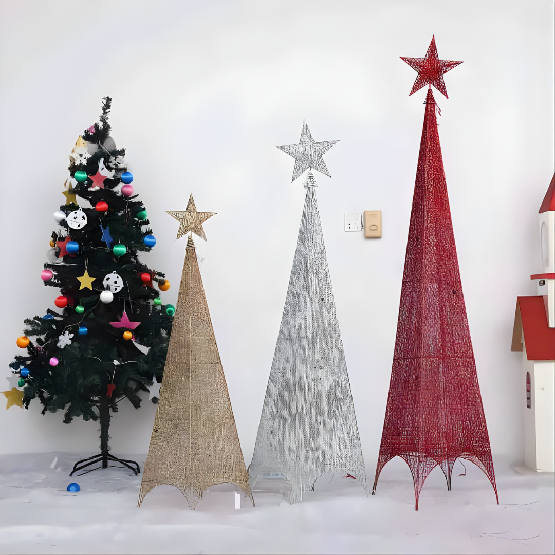 ÁRBOL NAVIDEÑO PIRAMIDAL DE 4 LADOS CON LUCES