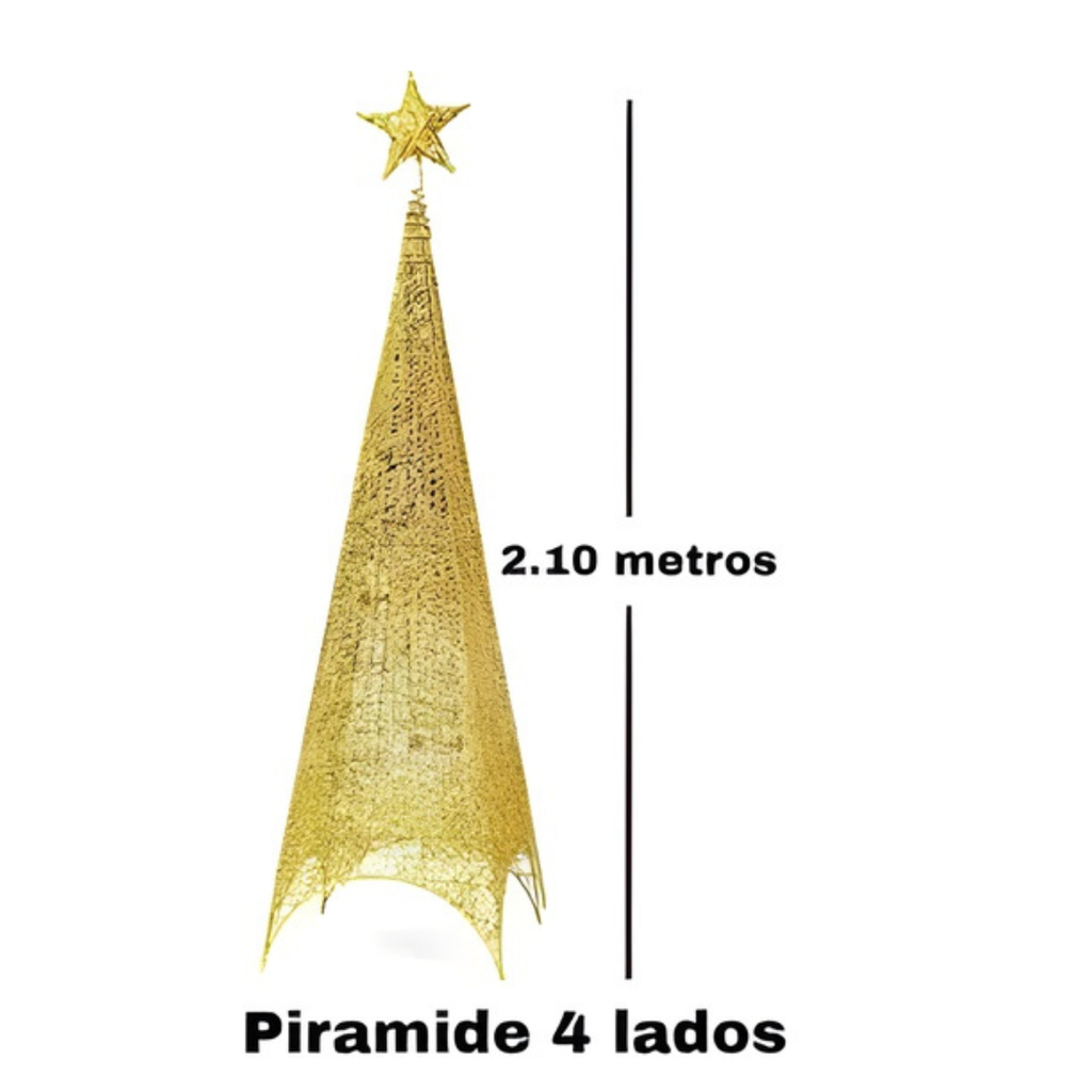ÁRBOL NAVIDEÑO PIRAMIDAL DE 4 LADOS CON LUCES