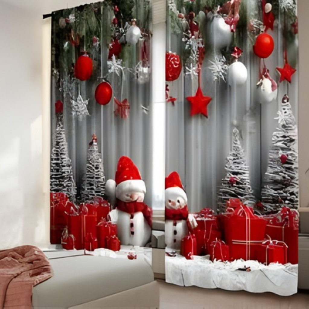 COMBO DE PEGATINAS NAVIDEÑAS CON CORTINA PARA LA SALA
