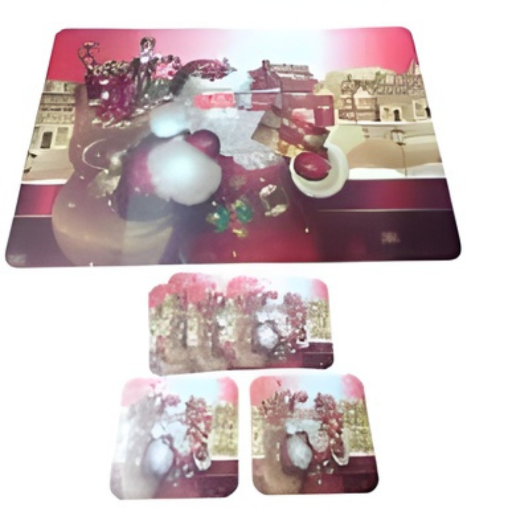 COMBO MANTEL RECTANGULAR NAVIDEÑO CON FUNDAS PARA SILLAS + INDIVIDUALES
