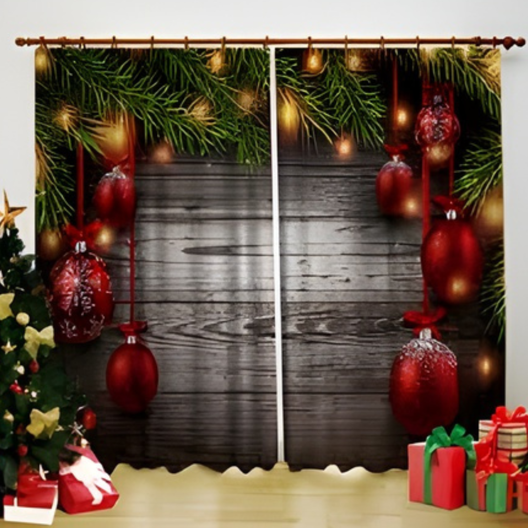 COMBO DE PEGATINAS NAVIDEÑAS CON CORTINA PARA LA SALA