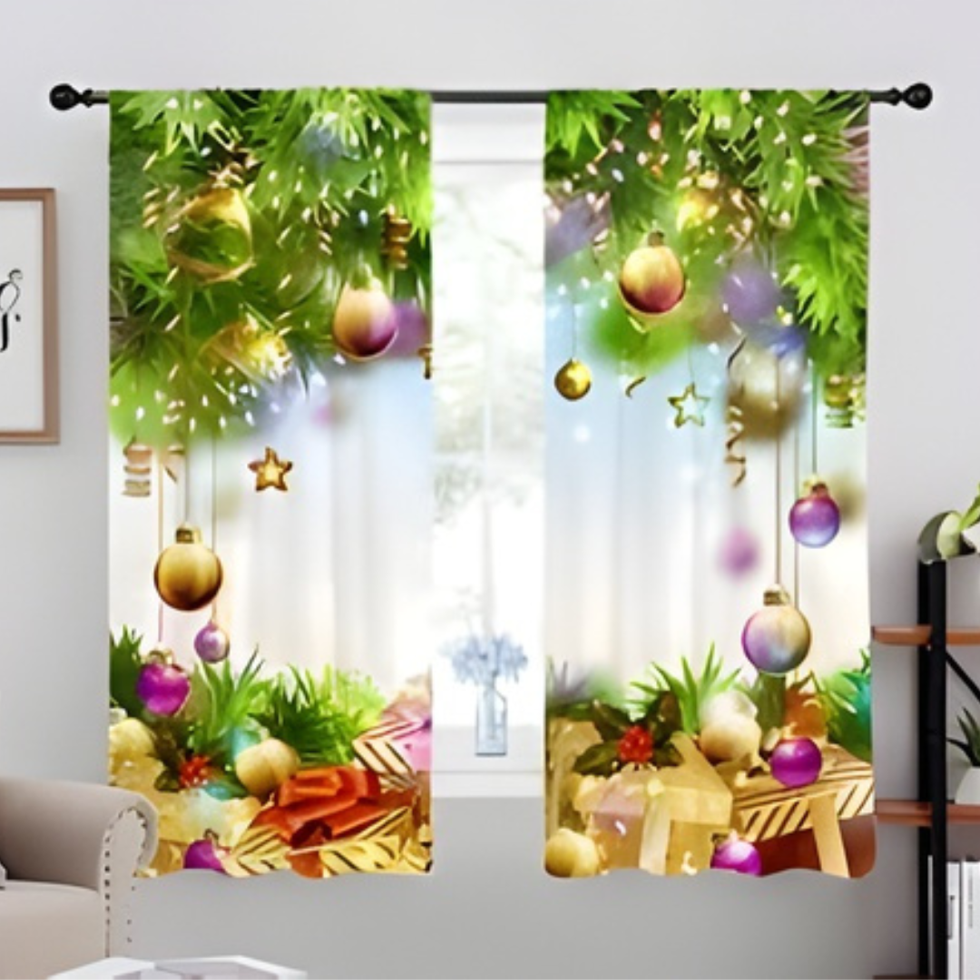 COMBO DE PEGATINAS NAVIDEÑAS CON CORTINA PARA LA SALA