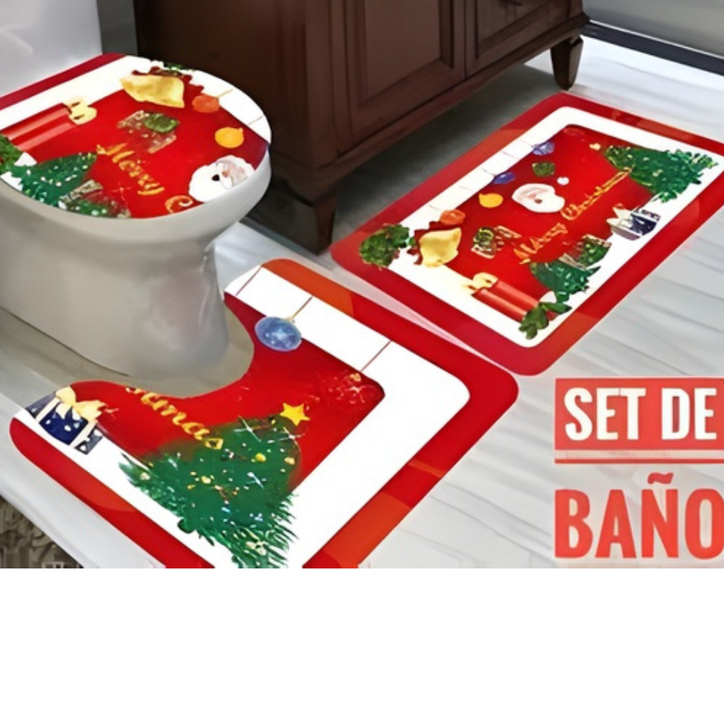 SET DE 3 PIEZAS DE BAÑO NAVIDEÑO