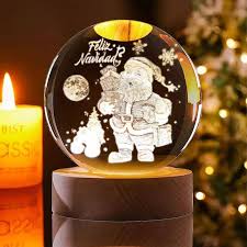 LAMPARAS DE CRISTAL NAVIDEÑAS 3D CON LUZ LED