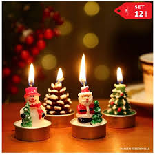 SET DE 12 VELAS DECORATIVAS NAVIDEÑAS